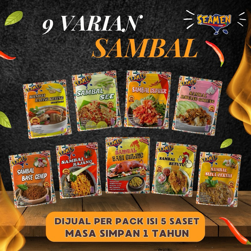 

New SAMBAL SEAMEN FOOD isi 5 saset. Masa simpan 1 tahunPremium