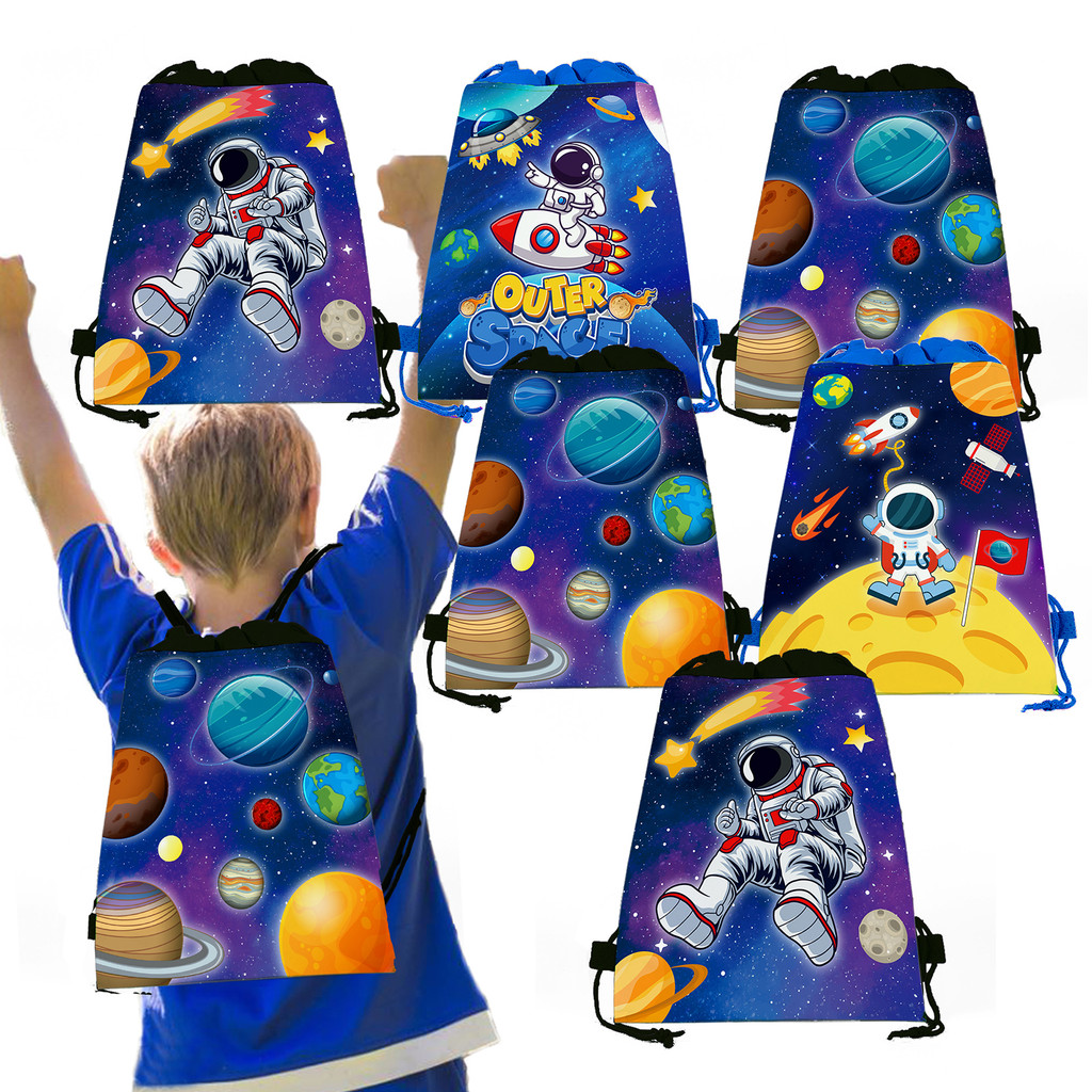 

Cosmic Planet Space Non-woven Gifts Bag Birthday Drawstring School Backpack Kids Baby Shower Party Storage Package Bags Decor