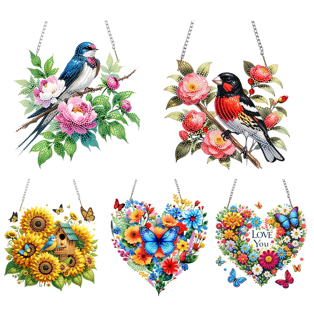 

Acrylic 2D/Flat DIY Special Shape Hanging Diamond Art Kits Rhinestone Diamond Art Window Pendants DIY Home Decor Hanging Charm