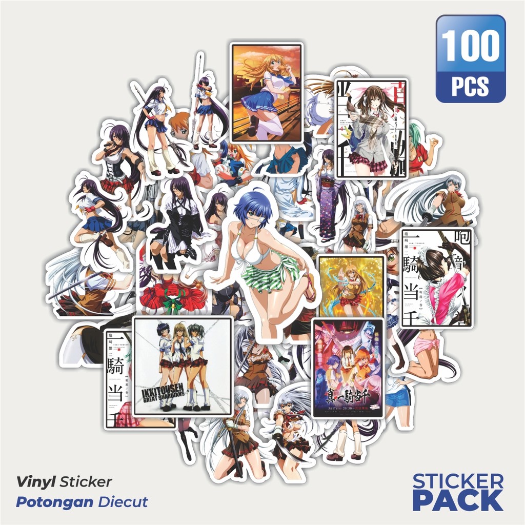 

100 PCS STIKER Stiker Series Manga Ikki Tousen Karakter Mix Waterproof Aesthetic- Untuk Laptop, Motor, dan Helm - Paper Stationery Pack