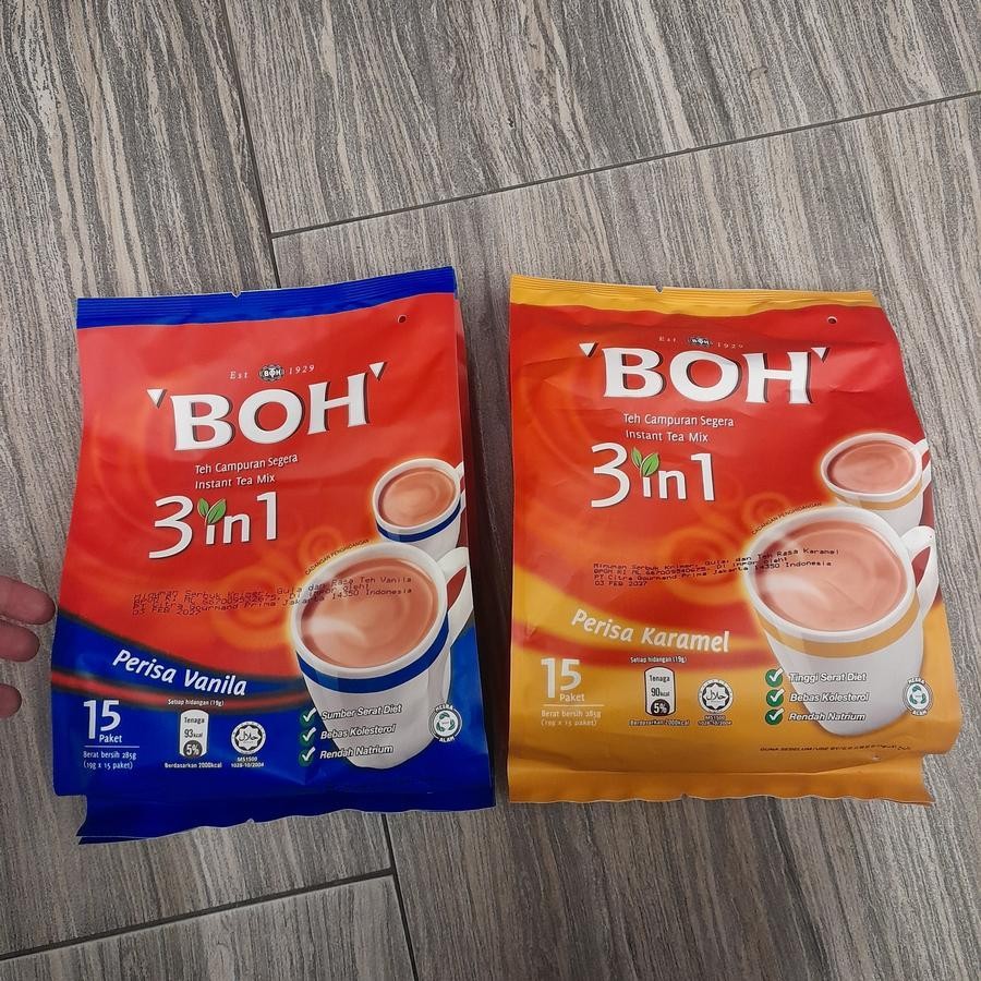 

BOH Milk Tea Tarik 3 in 1 Teh Campuran Rasa CARAMEL / VANILA ( isi 15 )