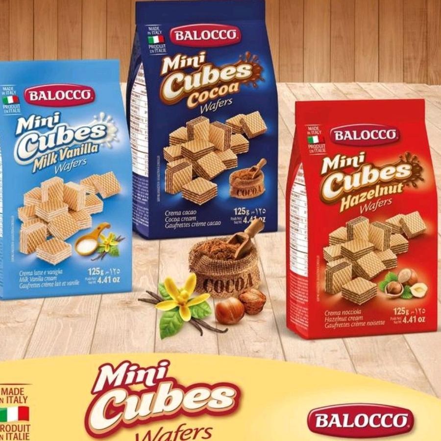 

Balocco Mini Cubes Wafer Import 250gr Rasa COCOA / HAZELNUT / MILK VANILA