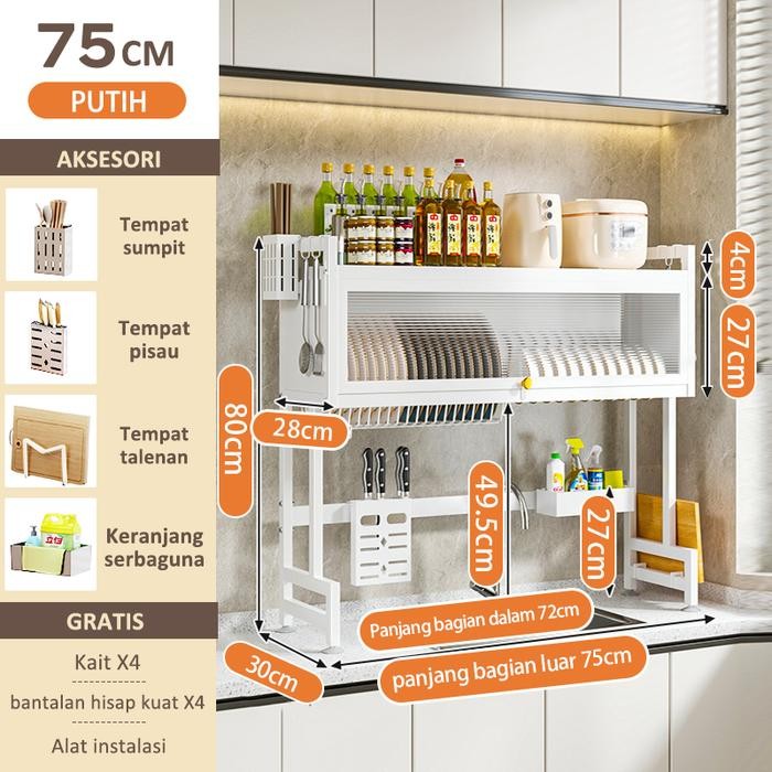 TERBARU iSpecle Promosi Toko Baru Rak Piring Tertutup Rak Piring Wastafel Stainless Steel Peralatan 