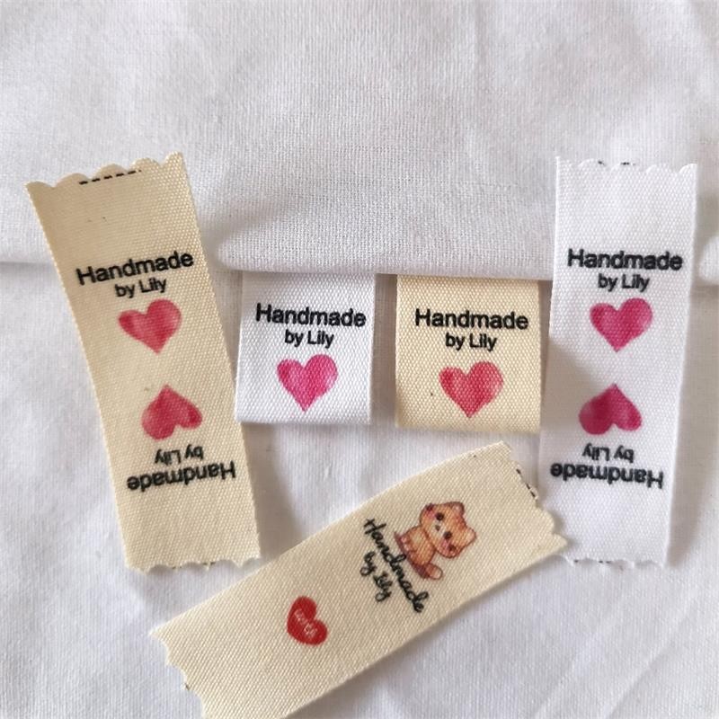 

15X50mm Custom Personalize Cotton Labels Clothing Private Brand Tag Handmade Labels Cotton Color Print Name Brand Labels