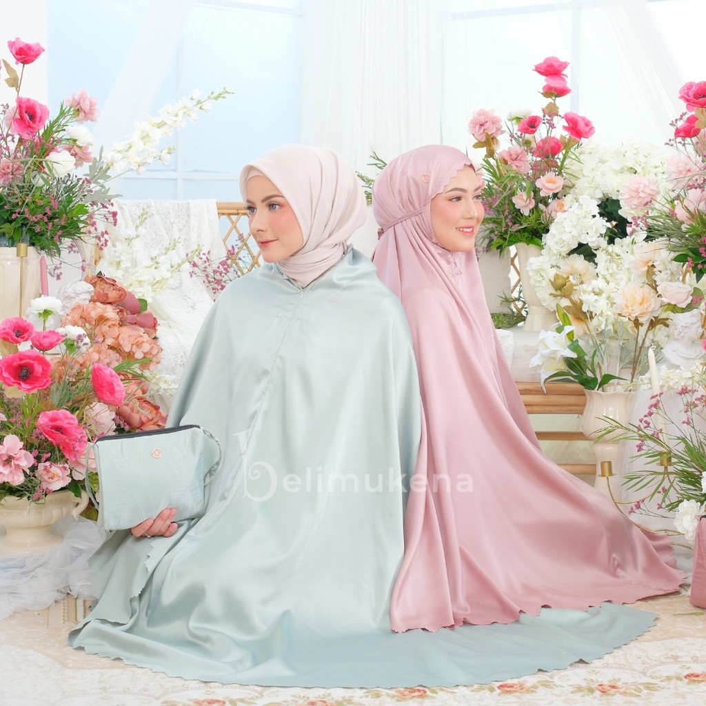 mukena rayon premium Mukena Dewasa Traveling 2in1 Premium Silky Daily Lasercut Verlin mukena traveli