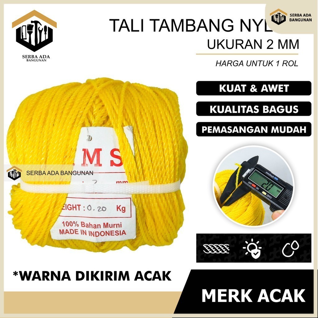 SAB Tali Tambang 2mm per roll - Tali Tampar / Tali Layangan / Tali Pertanian - Tali Tenda Tali Tamba