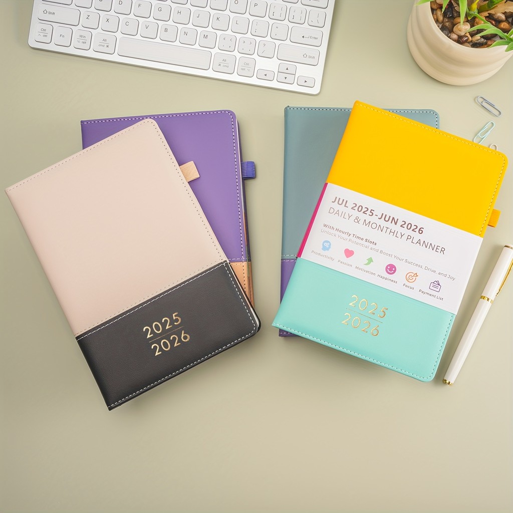 

2025-2026 Academic Daily/Monthly Planner 5.7"x8.4" Hourly Schedule, 12 Tabs & Pocket Faux Leather Work/Home/School FOCUS DAY