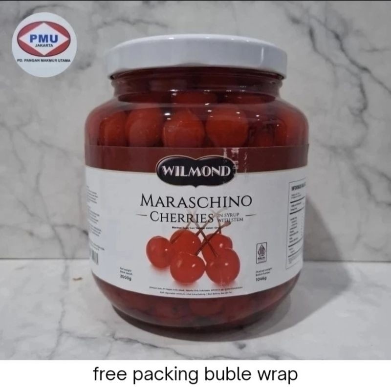 

red cherry maraschino wilmond - buah ceri merah tangkai wilmond 2 kg