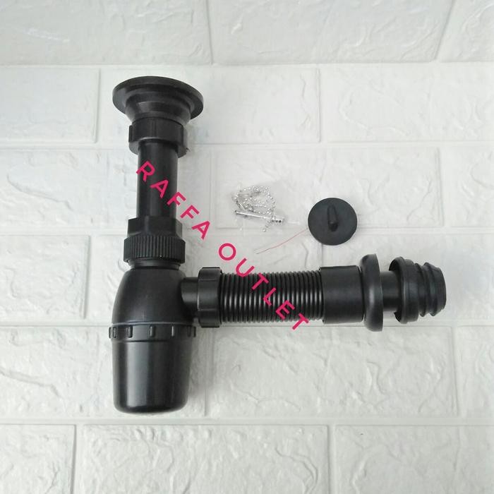 sifon wastafel pvc black/sifon pembuangan wastafel