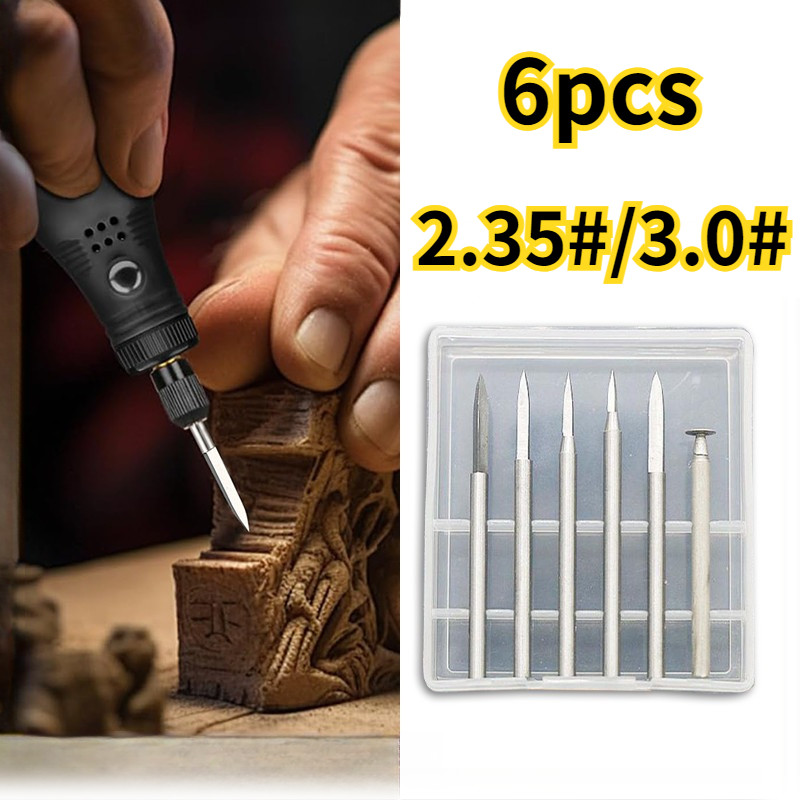6PCS Mata Bor Kayu Kecil 2,35MM 3MM Untuk Ukiran Kayu, Ukiran Akar, Ukiran Kernel, Dll, Alat Listrik