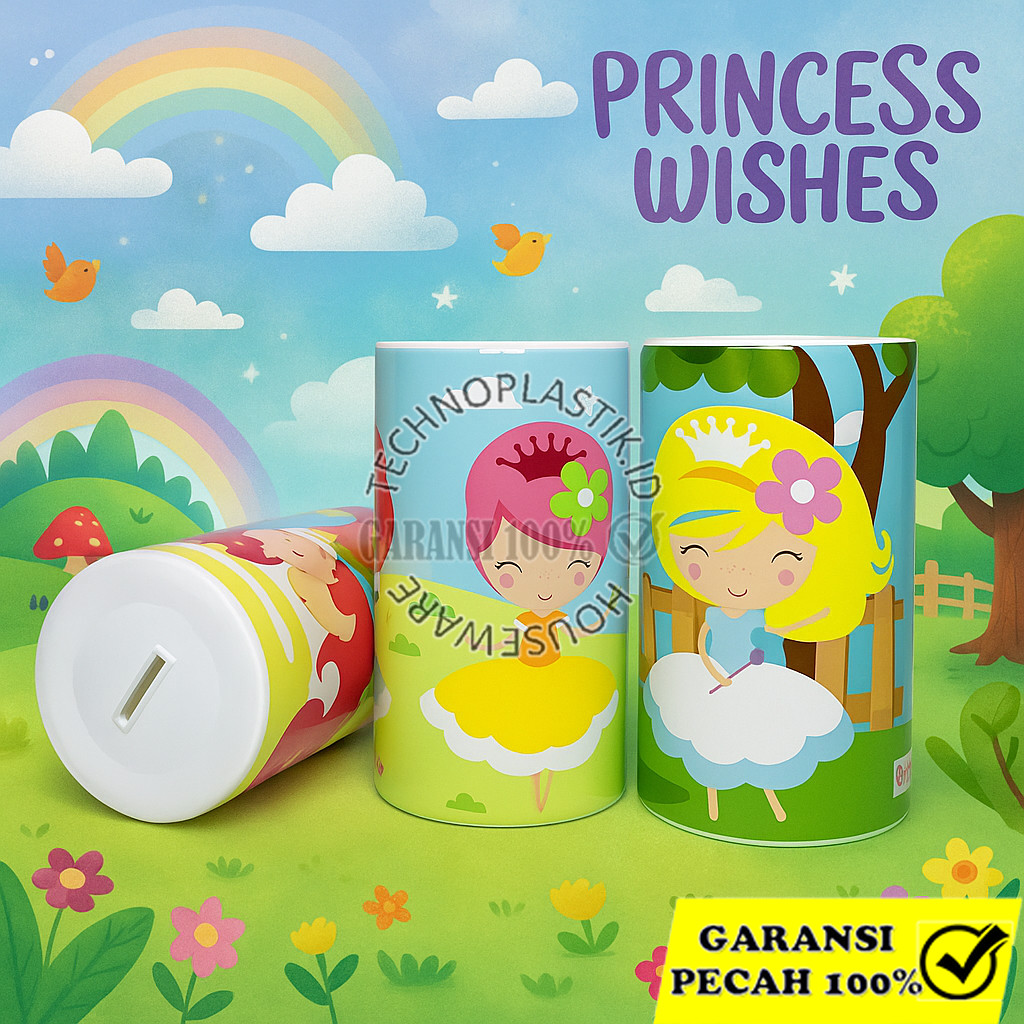 TECHNOPLAST Celengan Plastik Coin Bank 100 X 175 MM Princess Wishes Edukasi Anak