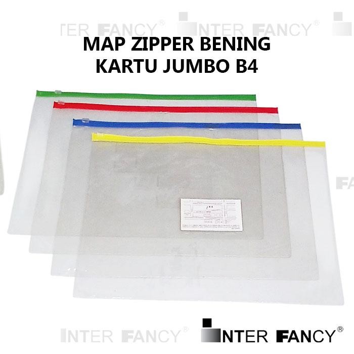 

Map Dokumen Nota Plastik Zipper Bening. Ukuran B4, Jumbo, Folio, Stopmap. Berfungsi untuk menyimpan dokumen atau benda lainnya. Bahan Plastik tidak kaku. Terdiri dari 4 warna. Bagian depan dapat disisipkan kartu nama.