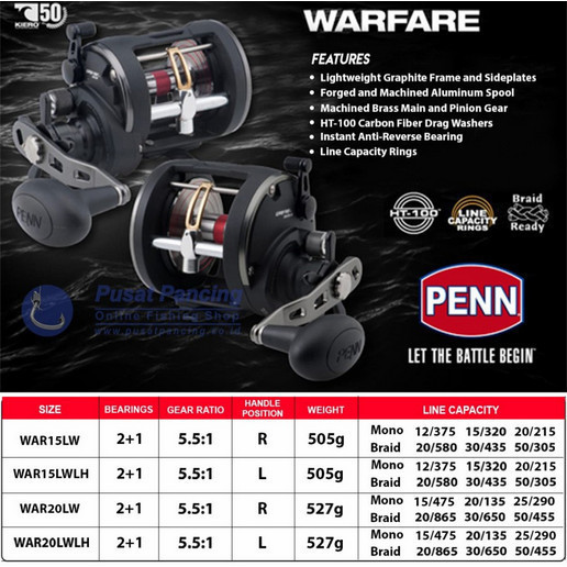 Reel PENN OH WARFARE 15/20 Handle Kiri - 15LWLH