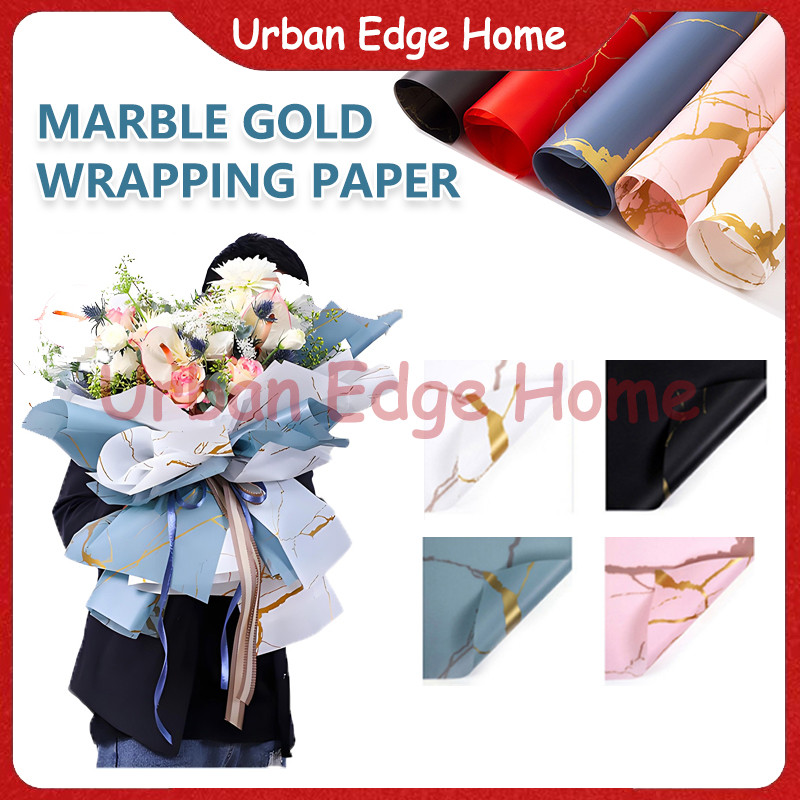 

(20 Lembar) Kertas Buket Cellophane Golden Marble / Kertas Buket Bunga / Wrapping Wrapper