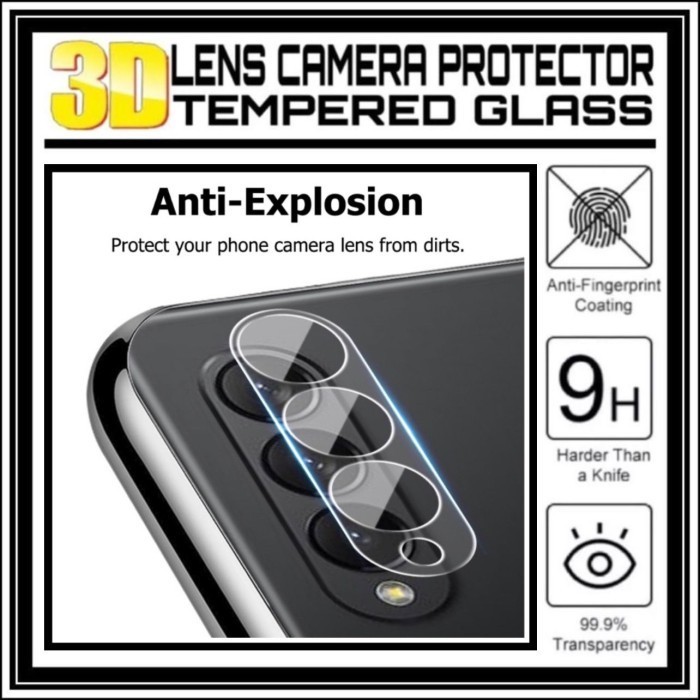 BERKUALITAS SAMSUNG GALAXY Z FOLD 3 FOLD3 5G TEMPERED GLASS CAMERA 3D LENS KAMERA - FRAME-CLEAR, SAM
