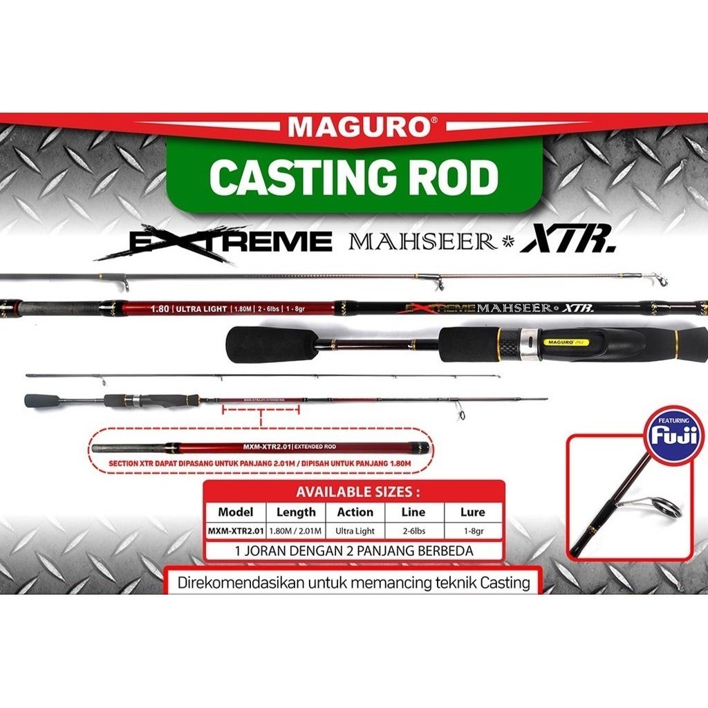 Joran Maguro Mahsser 180cm 201cm joran UL ring full fuji