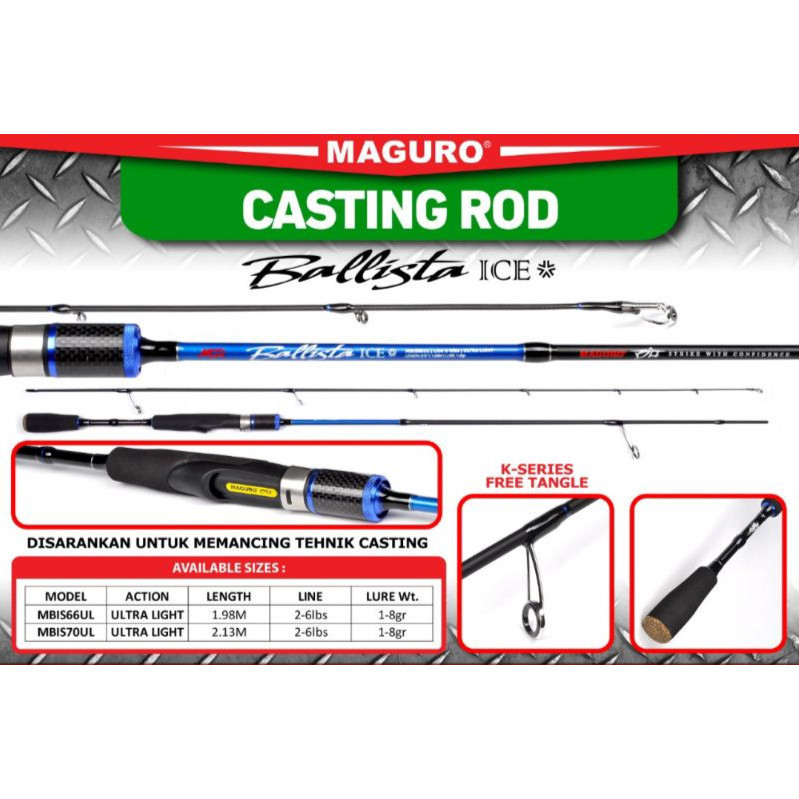 Joran UL Maguro Ballista ice flame 662 198cm 702 210cm 2-6lb ultralight