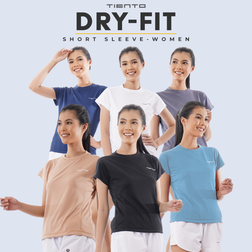 HM87YH Tiento Kaos Running Dry Fit Baju Olahraga Lari Wanita Gym Pakaian Sport Lengan Pendek