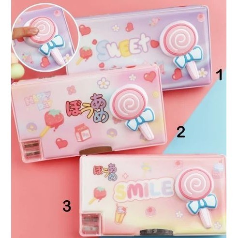 

TERLARIS! Kotak Pensil Magnet Besar + Serutan / Pencil Case 3D Timbul Squishy - Cowo