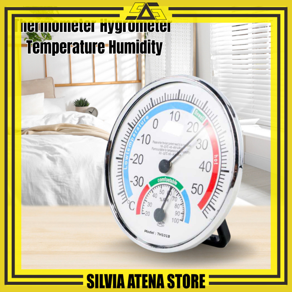 SILVIA ATENA STORE-Anymetre Analog Thermometer Hygrometer Temperature Humidity - TH101B - White Mete