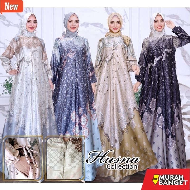 gamis kekinian tahun 2024 Gamis Silk Premium Motif Emily Ld 100 sampai Ld 130 - Gamis silk Terbaru -