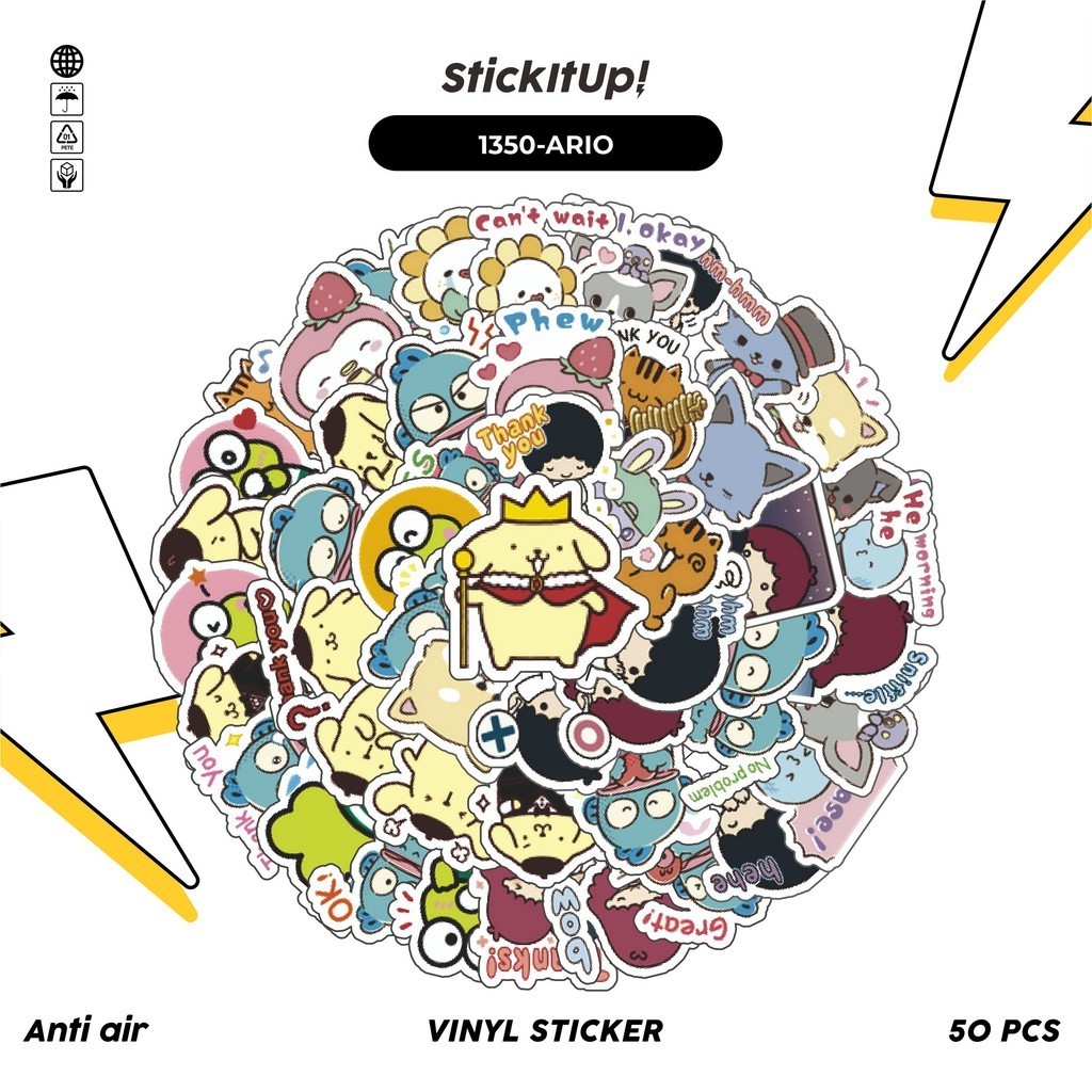 

COD✨ 100 Pcs Stiker Pack SANRIO v6 Lucu Aesthetic Vynil Waterproof untuk Freebies Sticker Buku Journal Casing HP Laptop