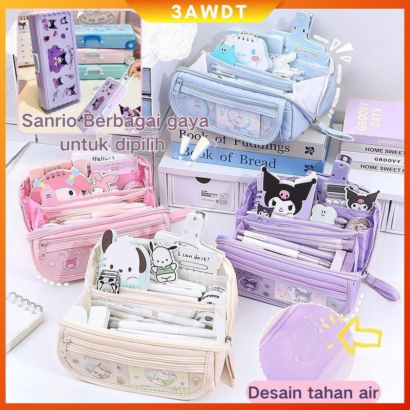

【COD】Sanrio Melody Kuromi Cinnamoroll Multi-lapis Lucu Pena Tas Berkapasitas tahan air Besar Tempat Pensil/Dua lapisan Bentuk kotak troli Kotak Alat Tulis perlengkapan sekolah anak