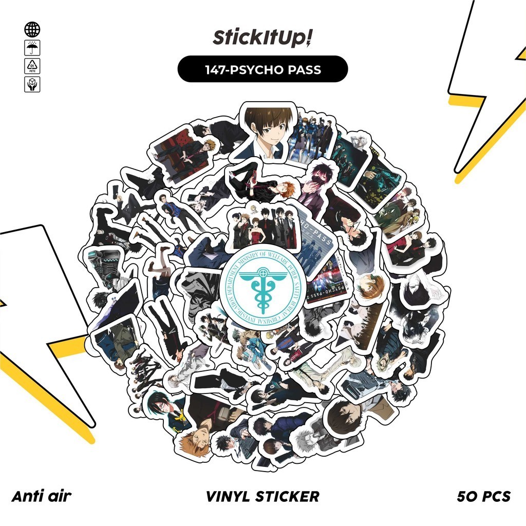 

COD✨ 50 Pcs Stiker Pack Motif Psycho Pass time Lucu Aesthetic Vynil Waterproof untuk Freebies Sticker Buku Journal Casing HP Laptop