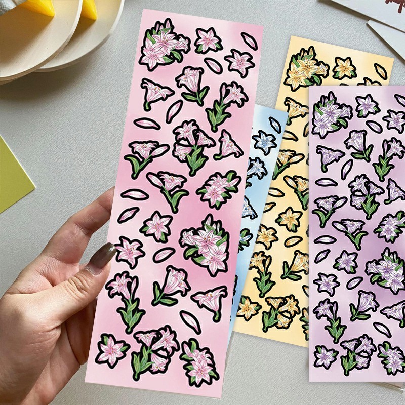 

Stiker Bunga Lily Ins Laser Hand Ledger Stiker Dekoratif DIY