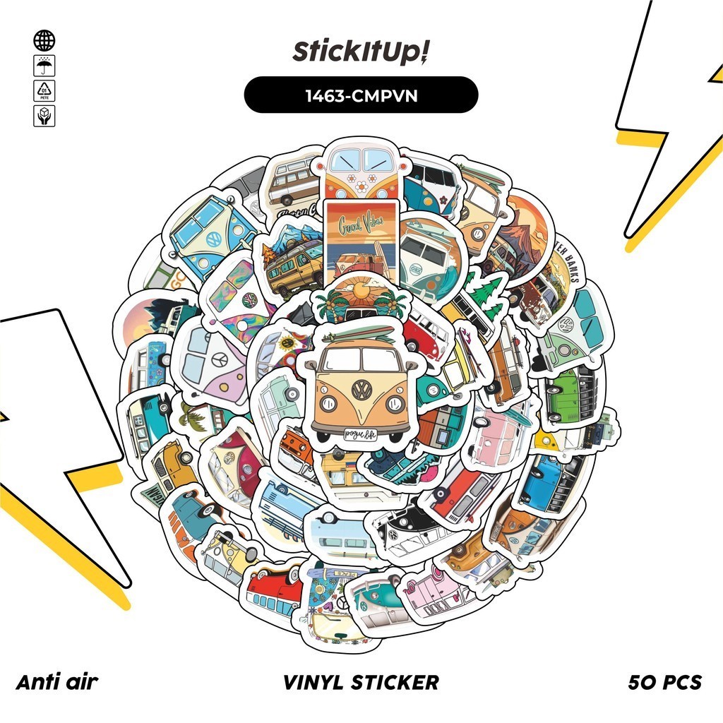 

COD✨ 100 Pcs Stiker Campervan Lucu Anti Air Untuk Dekorasi Notebook Sepeda Skateboard Handphone DIY