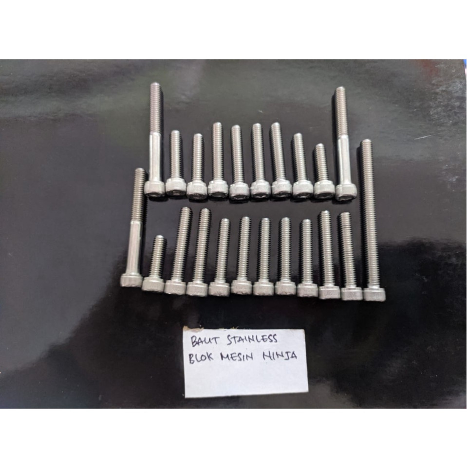 Baut L stenlis Stainless Blok Bak Mesin set Kanan Kiri Ninja 2tak R RR SS varias