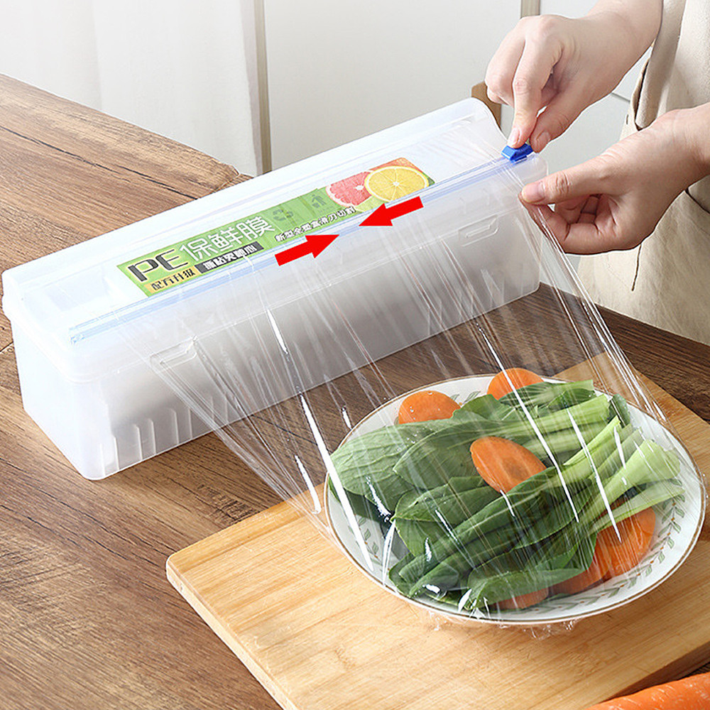 

Cling Film Roll Holder Food PE Wrap Cutter Kitchen Organizer Adjustable Plastic Wrap Dispensers Foil Cutting Storage Home Tools