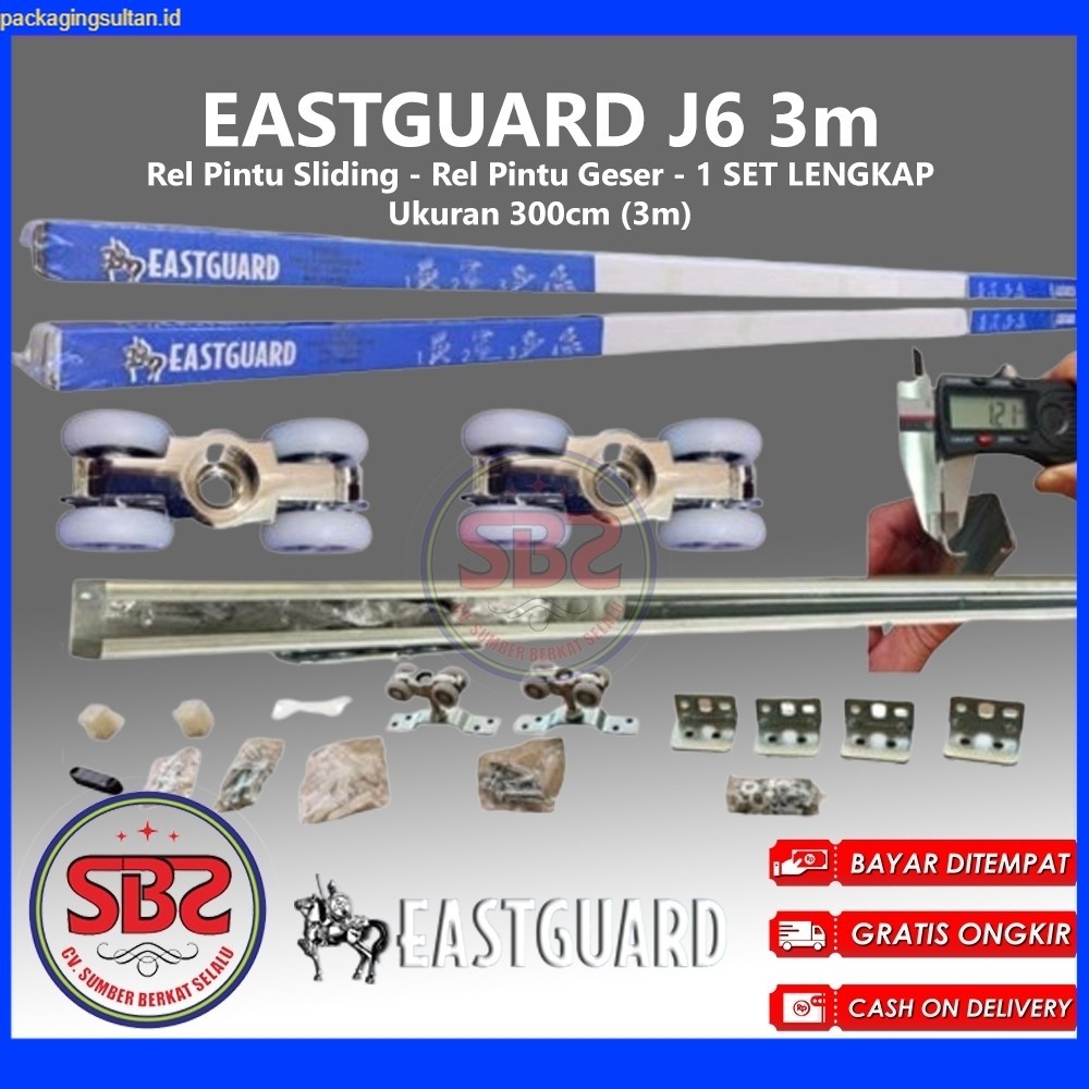 REL SLIDING J6 EASTGUARD - Rel Pintu Dorong - Sliding Rail Galvanis - Sliding Track - Rel Pintu 3mtr