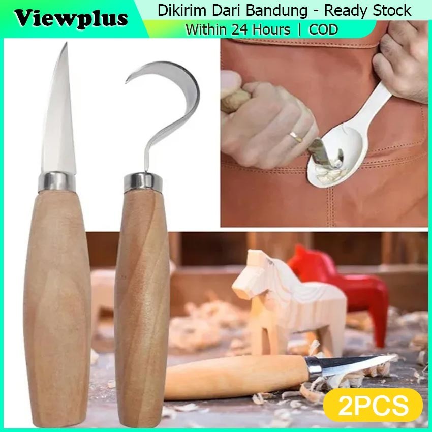 2Pcs/Set Wood Carving Knife Pisau Ukir Kayu Model U Alat Pahat Kayu Wood Carving Knife