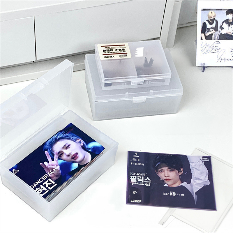 

Kpop Photocard Holder Idol Card Storage Box Frosted Flip-Top Jewelry Stationery Supplies Box Mini Card Collect Protector