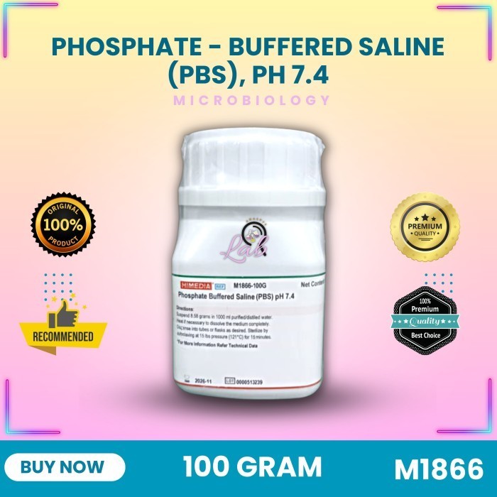 Phosphate Buffered Saline (PBS), pH 7.4 (Powder), 100 gram | LABINDO