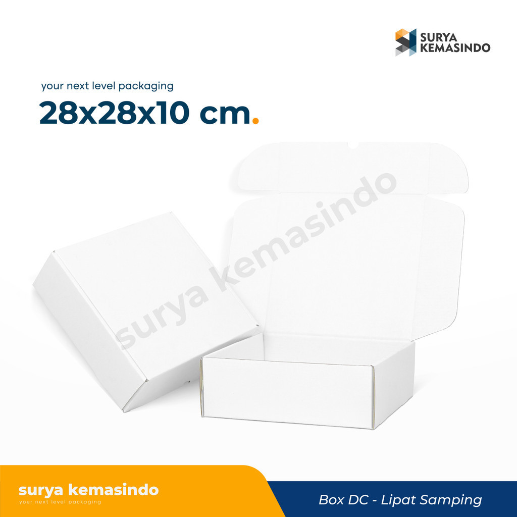 

Box 28x28x10 cm. KardusBox/Karton/Polos/hampers/baju/hoodie/jaket/Tinggi10