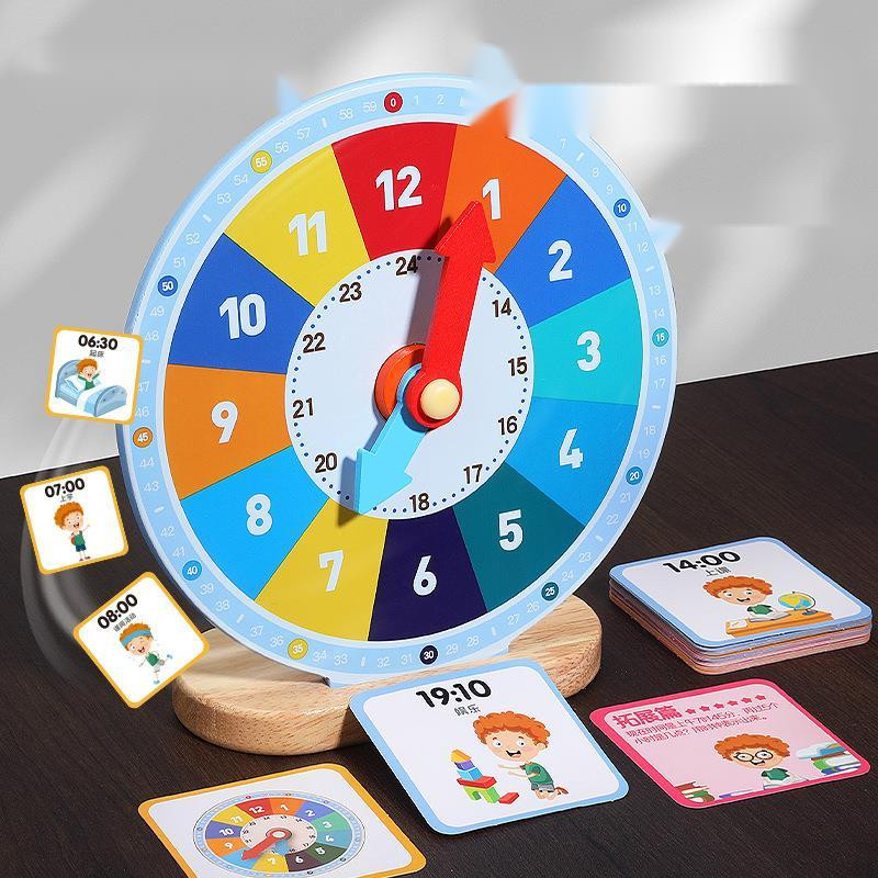 Montessori Clock Math Wood Stick Clock Game Educational Math Montessori Puzzle Stacking Block Toy Le