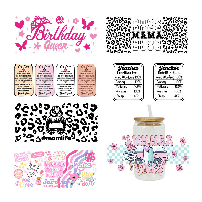 

UV DTF Transfer Happy Juice Printed Sticker For The 16oz Libbey Glasses Wraps Bottles Cup D1028