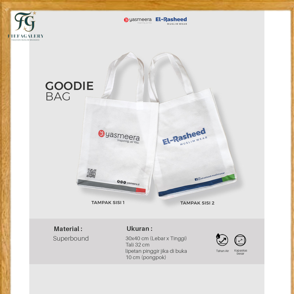 

(Fg)YASMEERA EL RASHEED/ Goodiebag Premium Tebal by Yasmeera / Goodie Bag / Tas Kain /TAS Jinjing Kain Tebal Kuat Murah Berkualitas/Tas Belanja