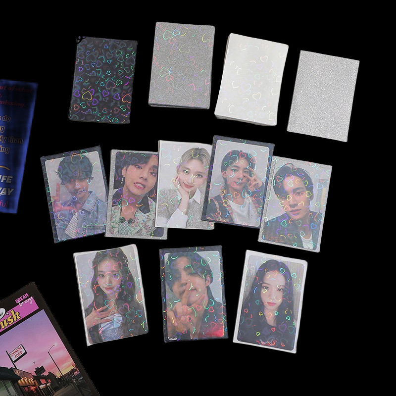 

INS 20Pcs Kpop Card Sleeves 61x91mm 20C Heart Bling Holder For Holo Postcards Top Load Films Photocard Game Cards Protector