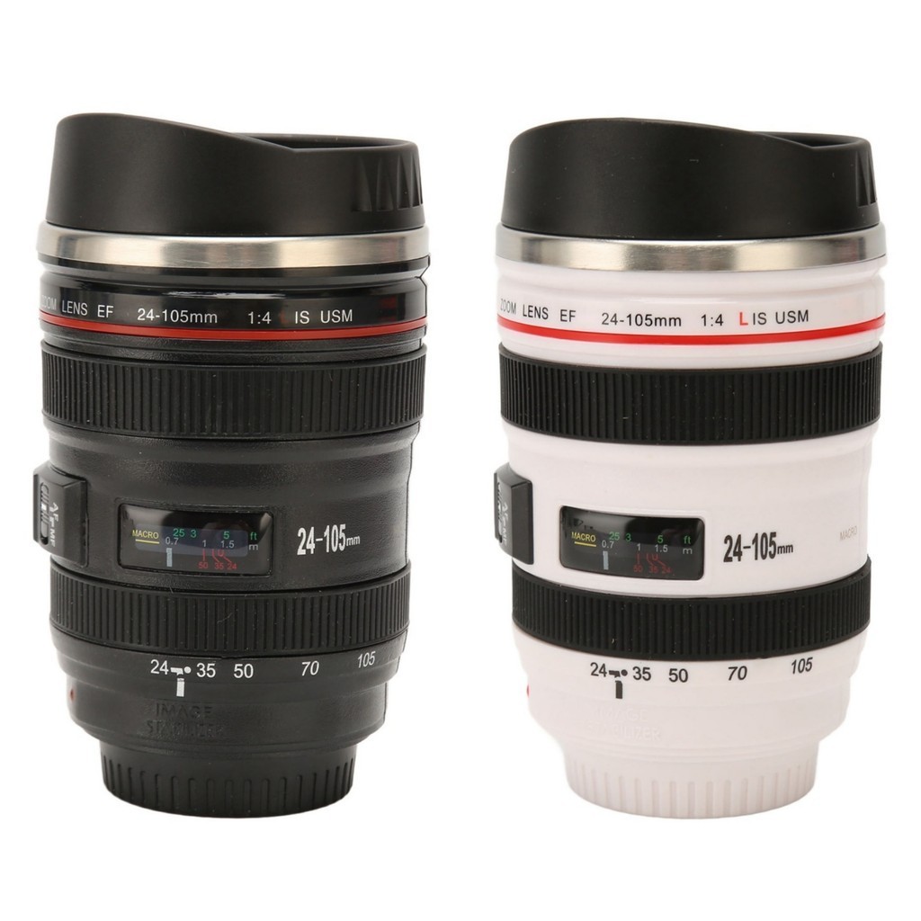 

1PC Stainless Steel Camera EF24-105mm Coffee Lens Mug White Black Coffee Mugs Unique Cup Gift Travel Coffee Cups Home Supplies