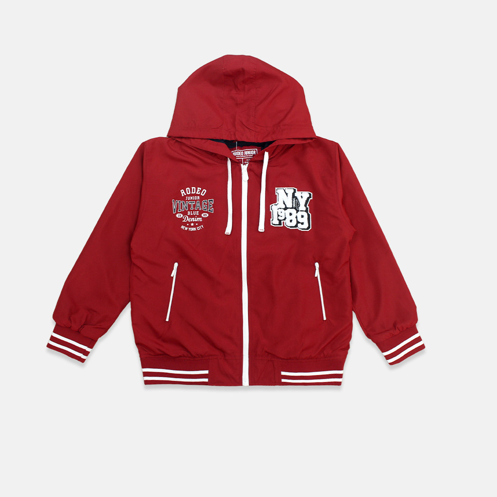 Jacket/ Jaket Anak Laki/ Rodeo Junior Maroon Jacket With Emblem
