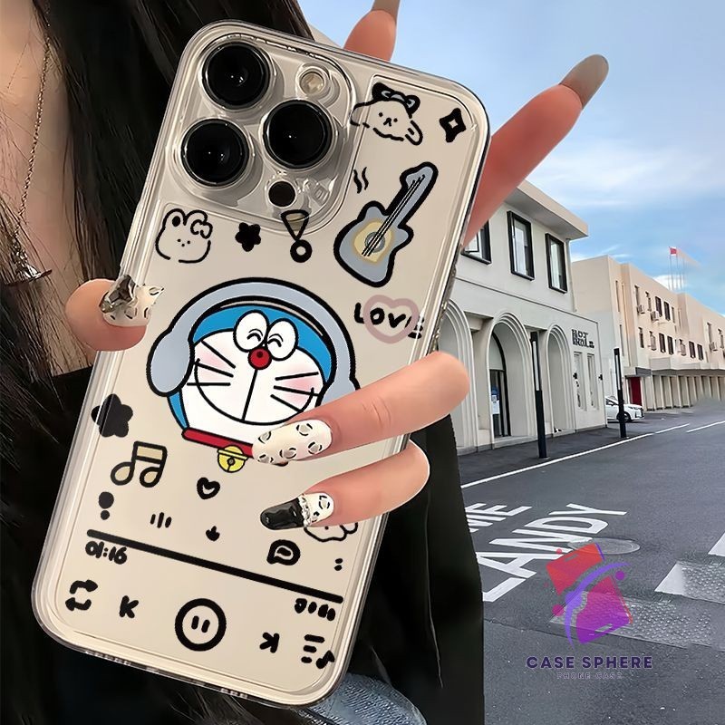 Casing Iphone Doraemon Music Lucu  Premium Case Iphone 13 12 11 PRO MAX 14 15 PLUS XS XR 6+ 7+ 8 PLU