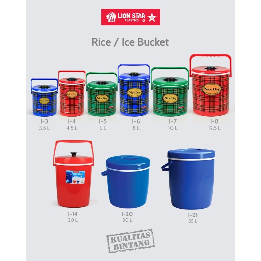 BIGTON Lion Star Rice And Bucket / Termos Nasi / Termos Ice / Box Es  + Sendok Nasi / ES Plastik Jum