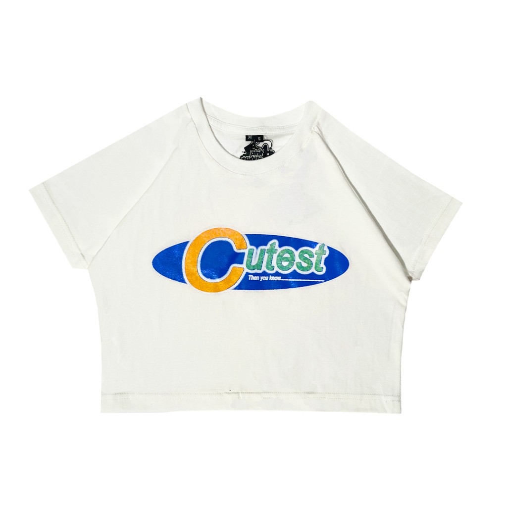 [trendy]Pinkpluswhite | Cutest logo | White Baby Tee | CROP TOP Y2K |SKENA STYLE | SKENA SHIRT | SKE
