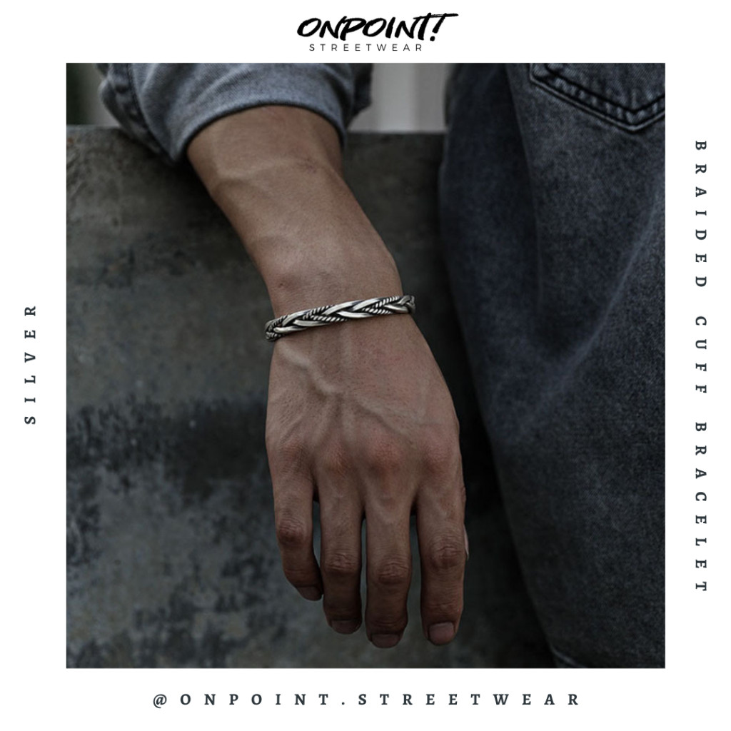 Braided Cuff Bracelet - gelang pria rantai gelang pria aksesoris fashion gelang tangan wanita unisex