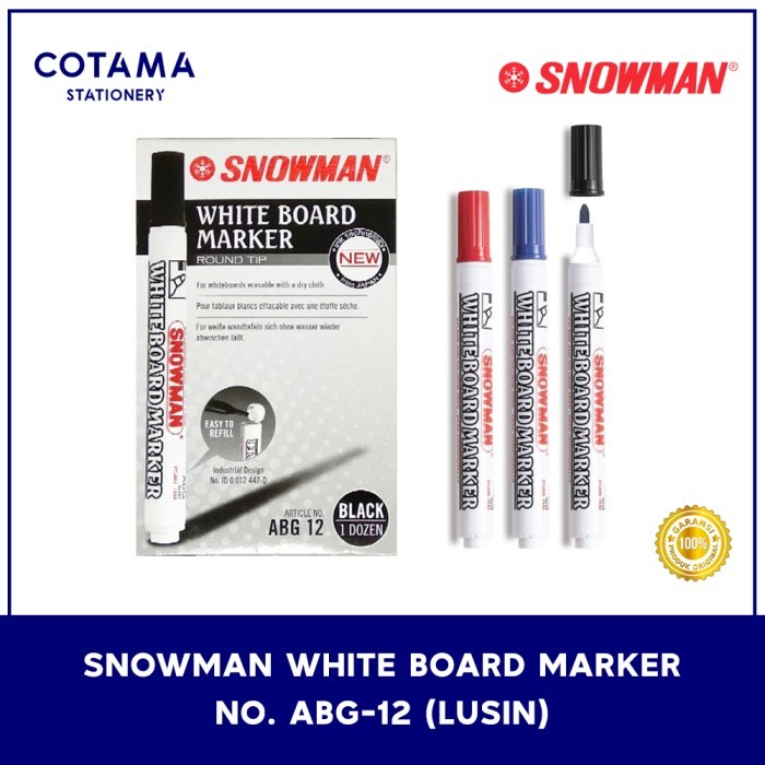 

Spidol Snowman Whiteboard Marker Papan Tulis BG 12 / ABG 12 - 1 lusin isi 12 pcs