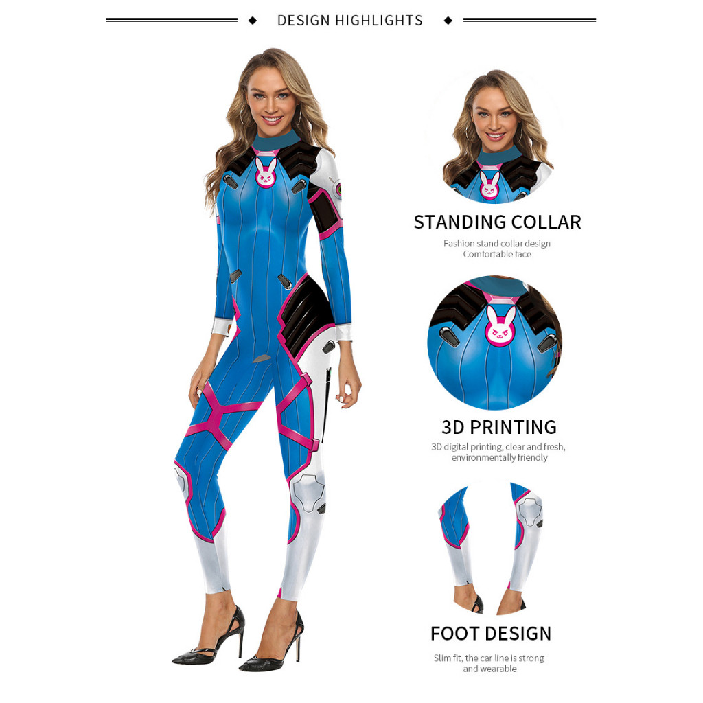 CC-39 -  Body Suit Kostum Dva Overwatch Zentai Jumpsuit Cosplay Costume Anime - Up12