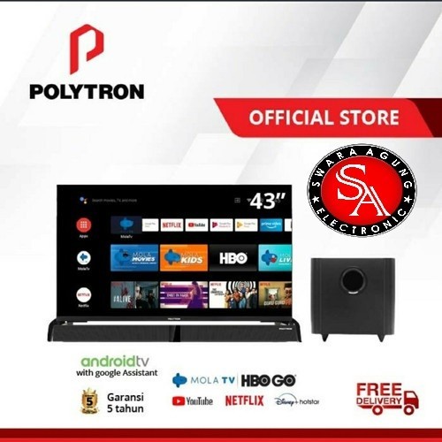 Led Android TV 43 Inch Polytron Free Soundbar Type: 43BAG9953 (Medan)
